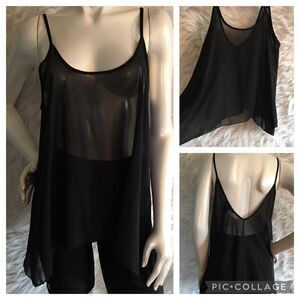 Black Sheer Crop Tank! Longer sides